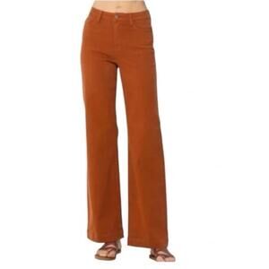 Judy Blue Women's Garment Dyed Terracotta Wide Leg Jeans Orange-Brown Size 13/31